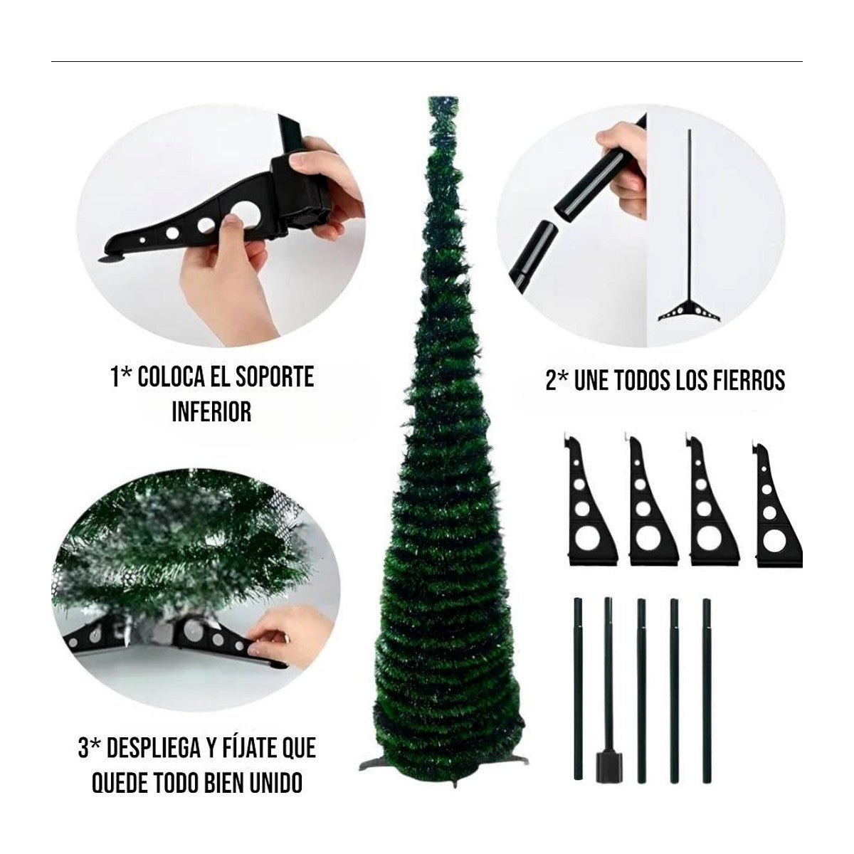 Árbol de Navidad Plegable 150 cm – Se Arma en Segundos – foto 5