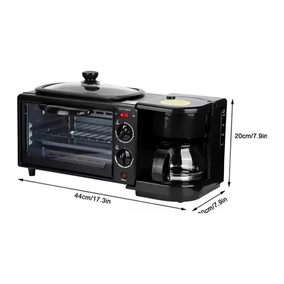 Horno Eléctrico 3 en 1 para Desayuno: Horno, Cafetera y Plancha – foto 4