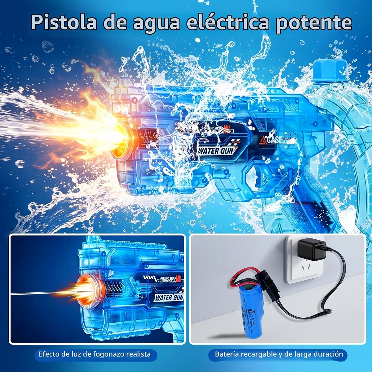 Pistola de Agua Eléctrica Automática con Luces – Alcance 8 m – foto 3