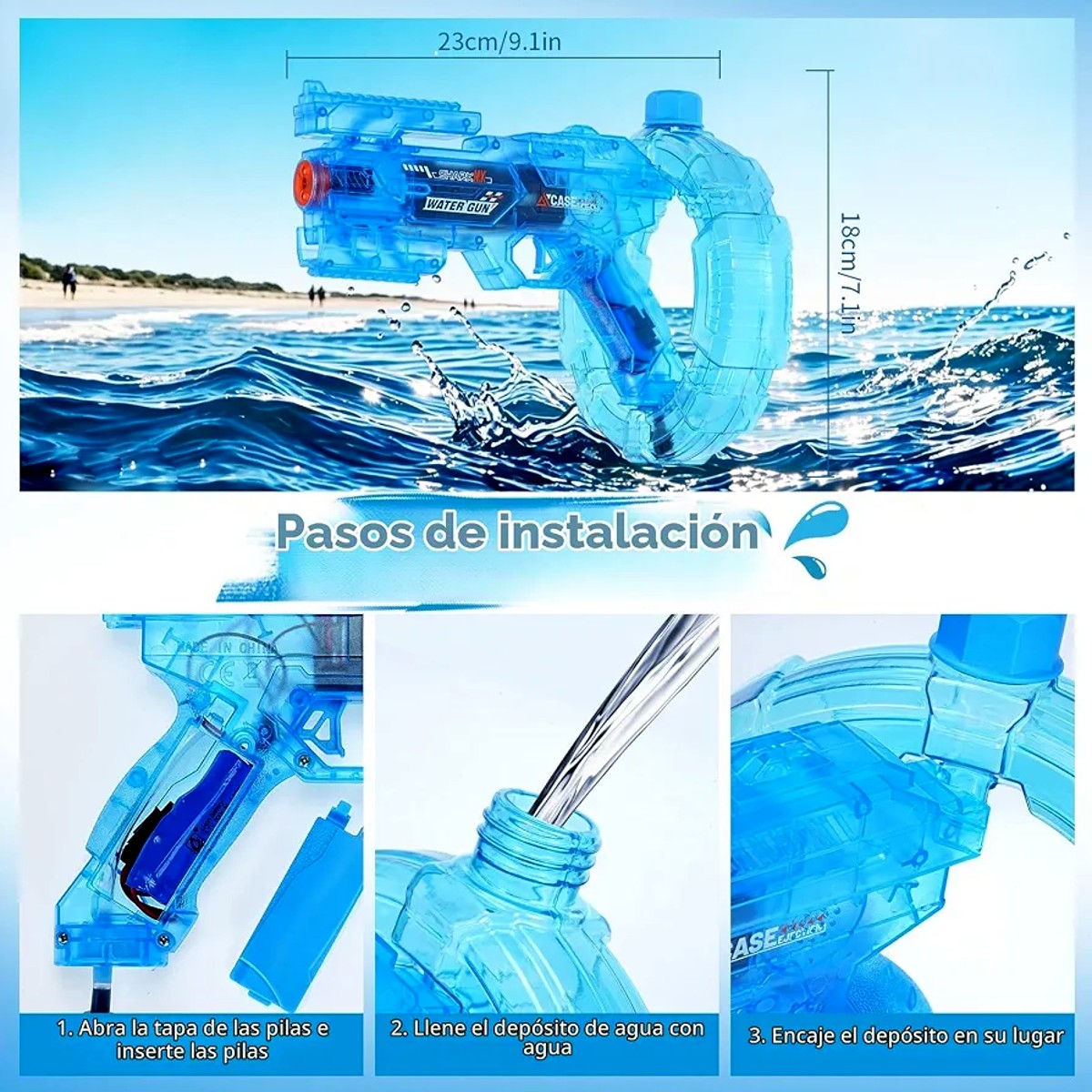 Pistola de Agua Eléctrica Automática con Luces – Alcance 8 m – foto 6